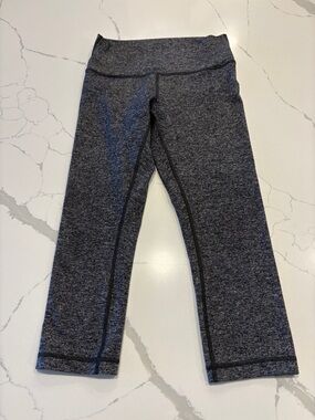 Lululemon Wunder Under Crop High Rise 21” ~ 8 ~ Heathered Black